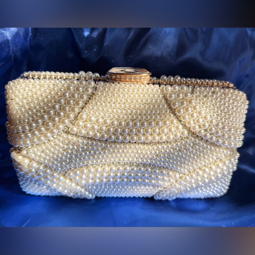 Pearl-Embellished Cream Clutch-Verano Hill